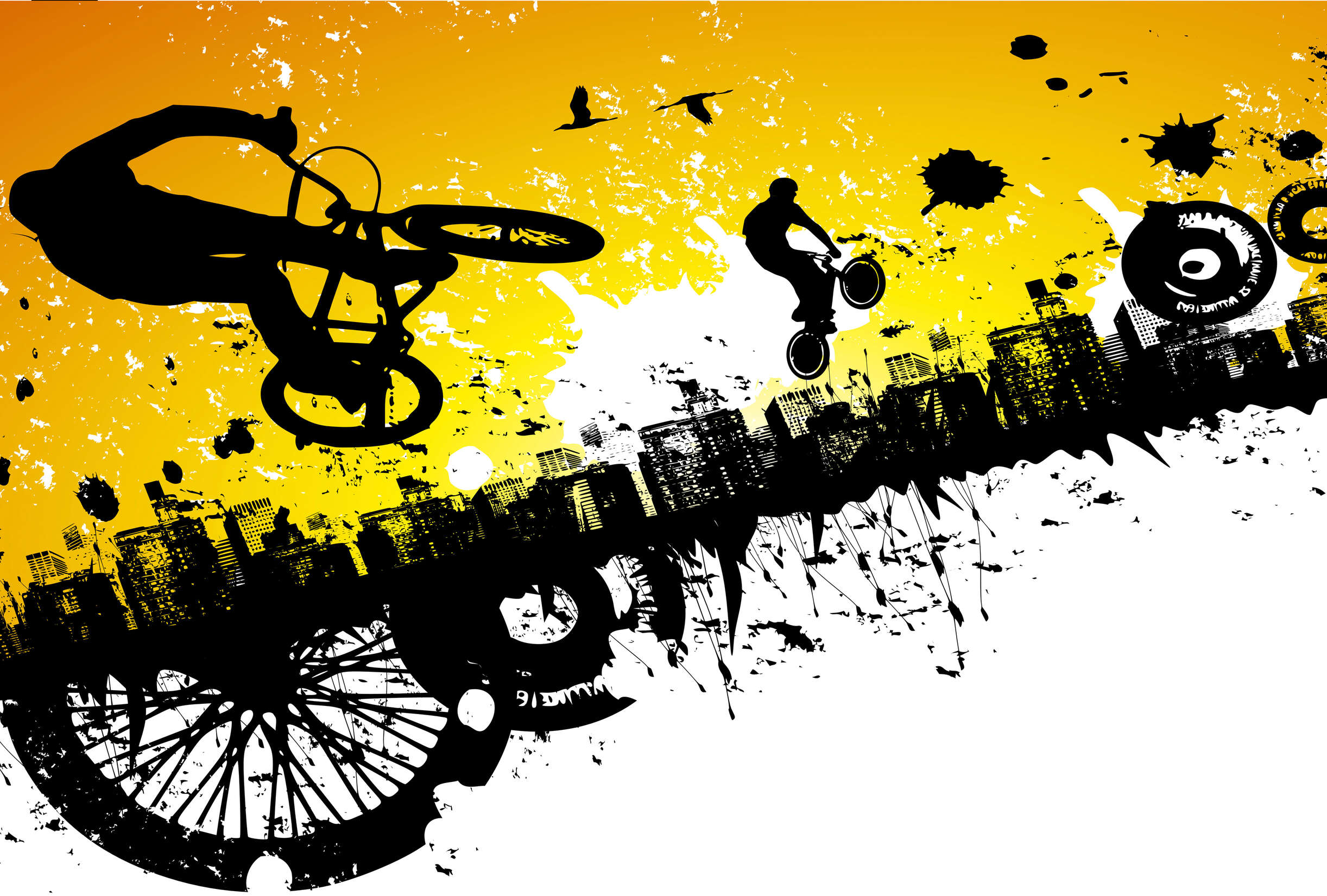 BMX, Stuntbike, Gelb, Spray-Design, Stadtbild