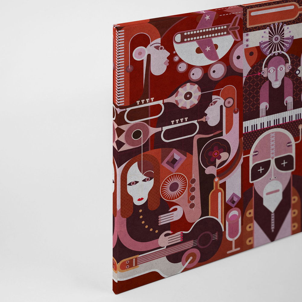             Wall of sound 2 - Abstraktes Leinwandbild mit Gesichtern in Beton Struktur – 0,90 m x 0,60 m
        