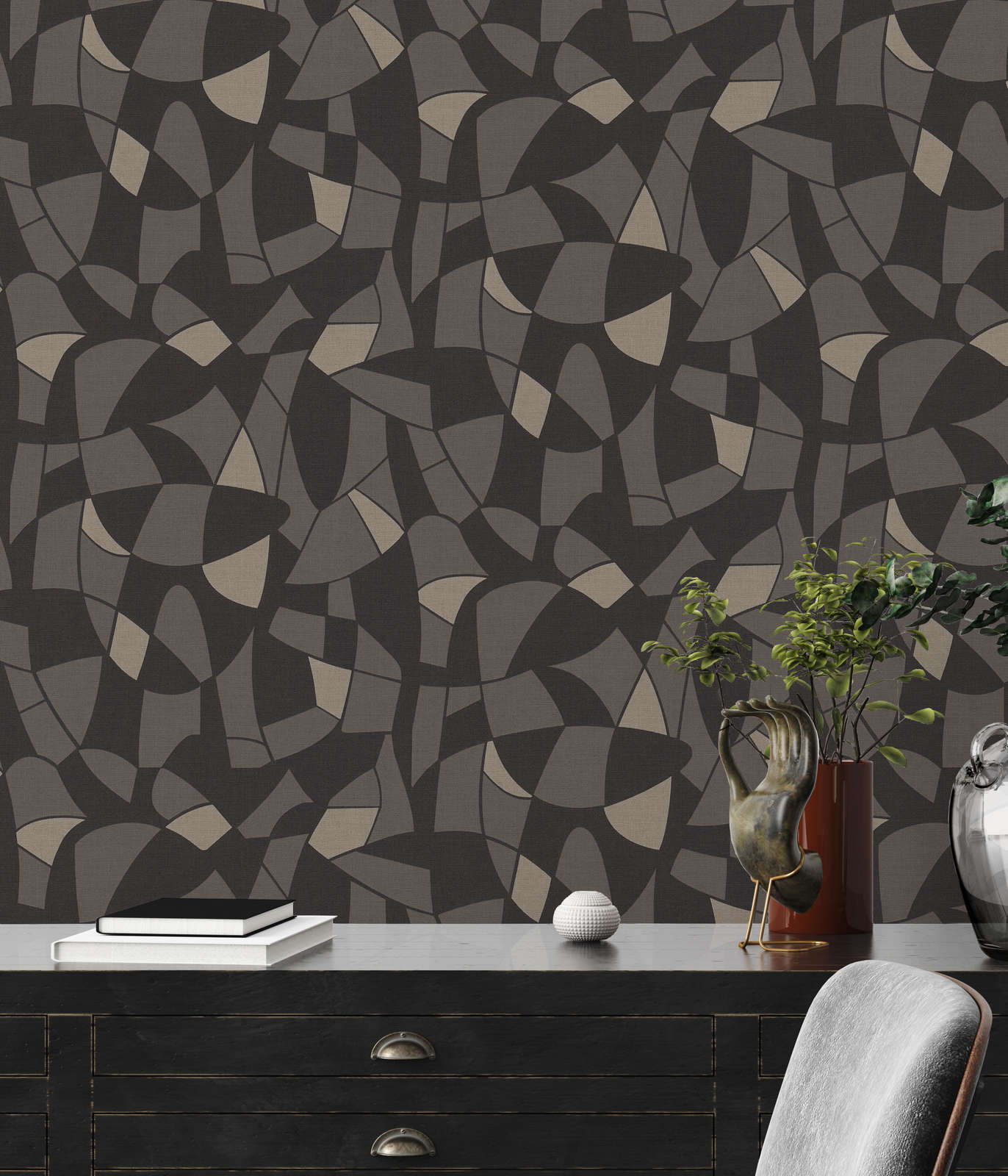 Vliestapete in geometrischen Stil – Schwarz