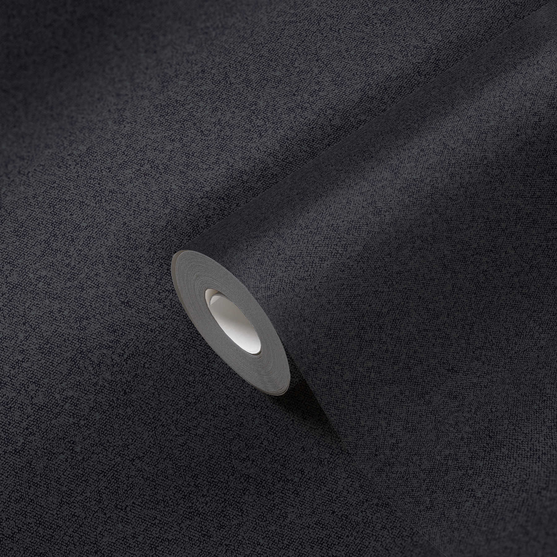             Strukturtapete Uni mit Leinen-Optik – Schwarz, Grau
        