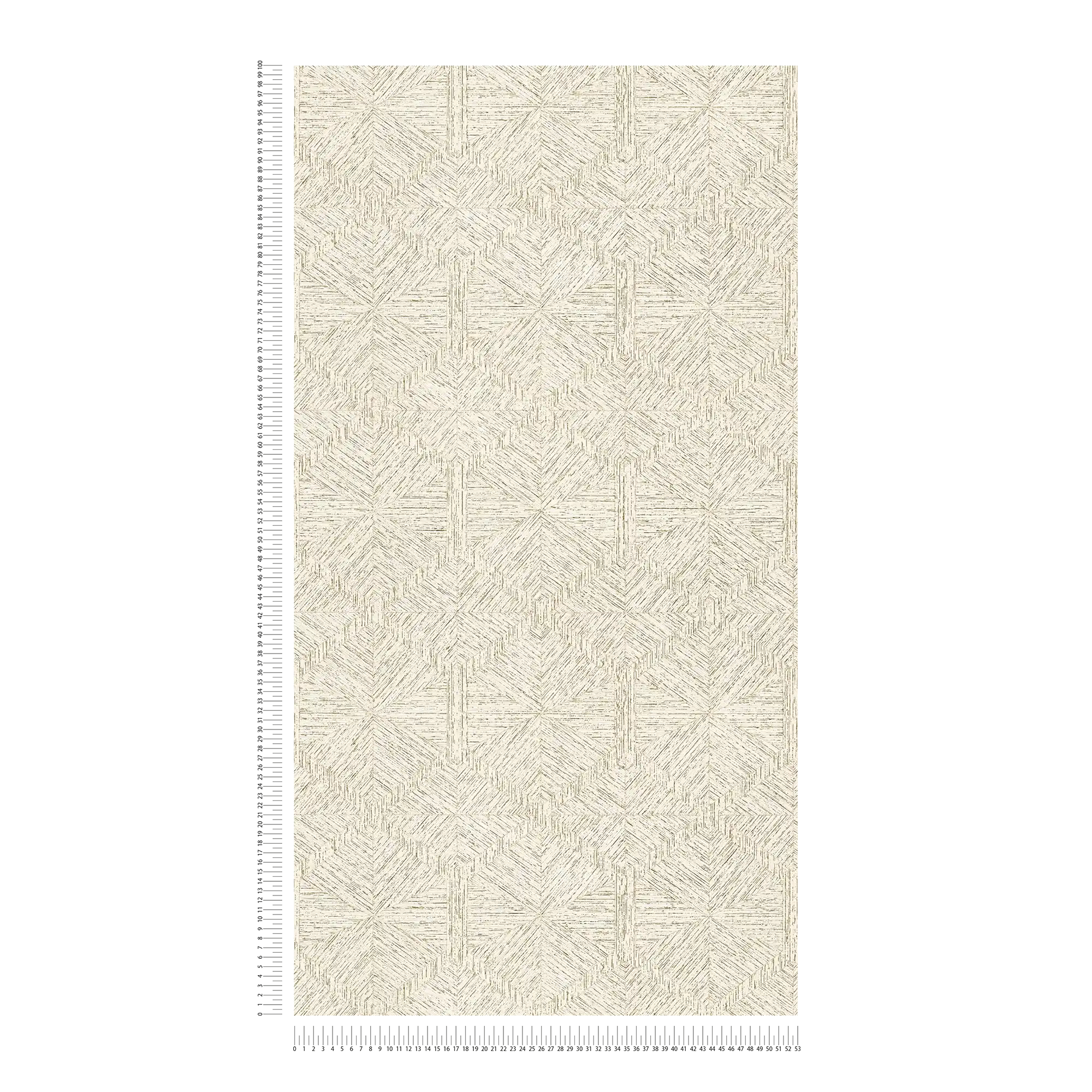 Grafikmuster Tapete mit Holzoptik Design – Beige, Metallic