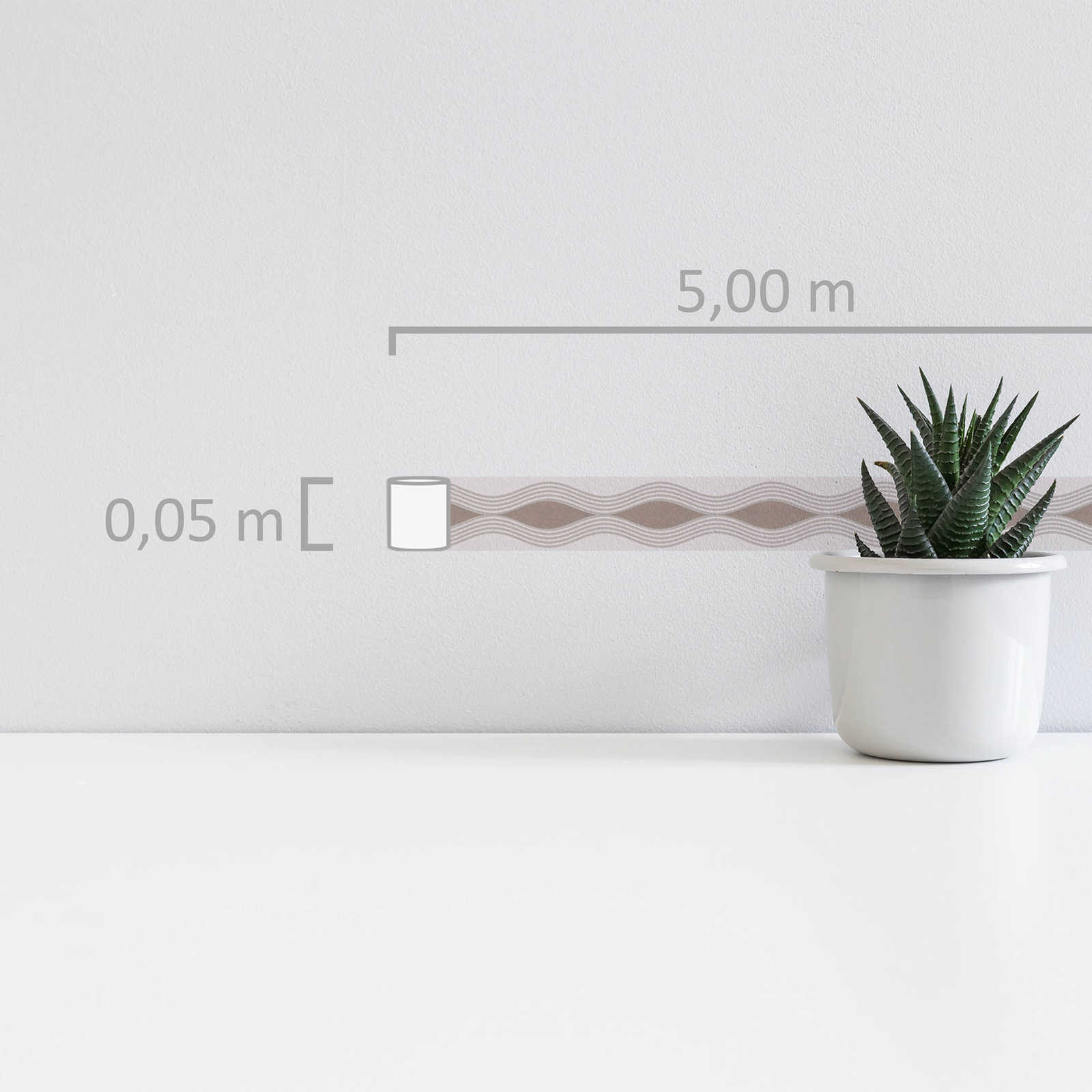 Borte grafisches Muster, Liniendesign im Retro-Stil – Braun, Beige