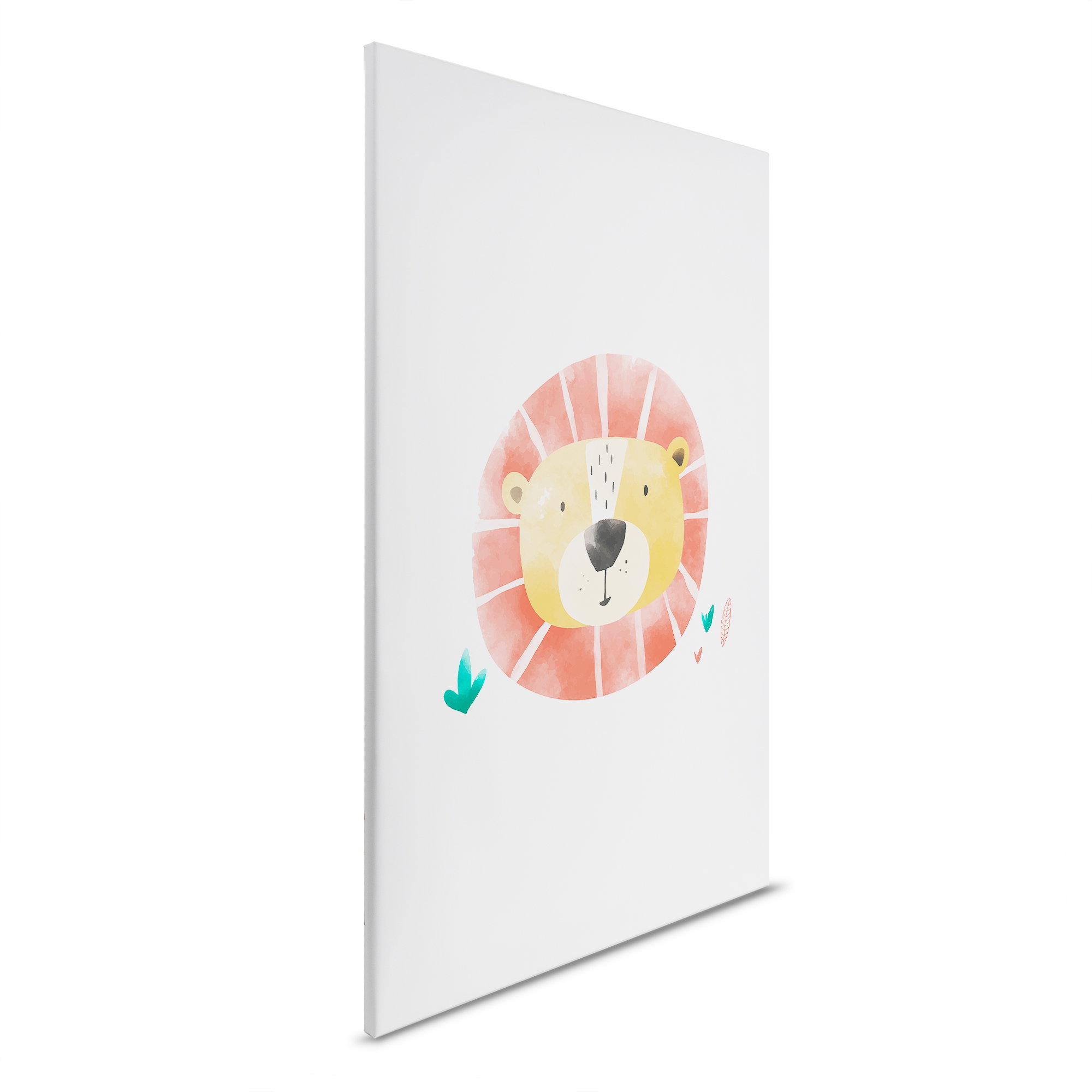         Ami lion - Toile joyeuse pour chambre d'enfant avec motif de lion - 30 x 45 cm - Blanc, jaune
    