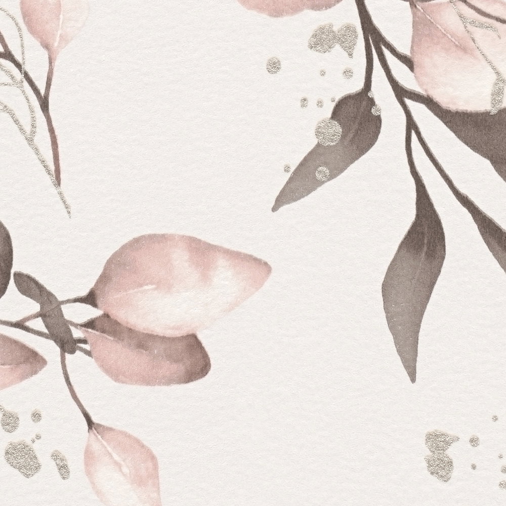 Vliestapete mit zartem Blütenmotiv und Gold-Effekt – Rpsa, Pink, Gold