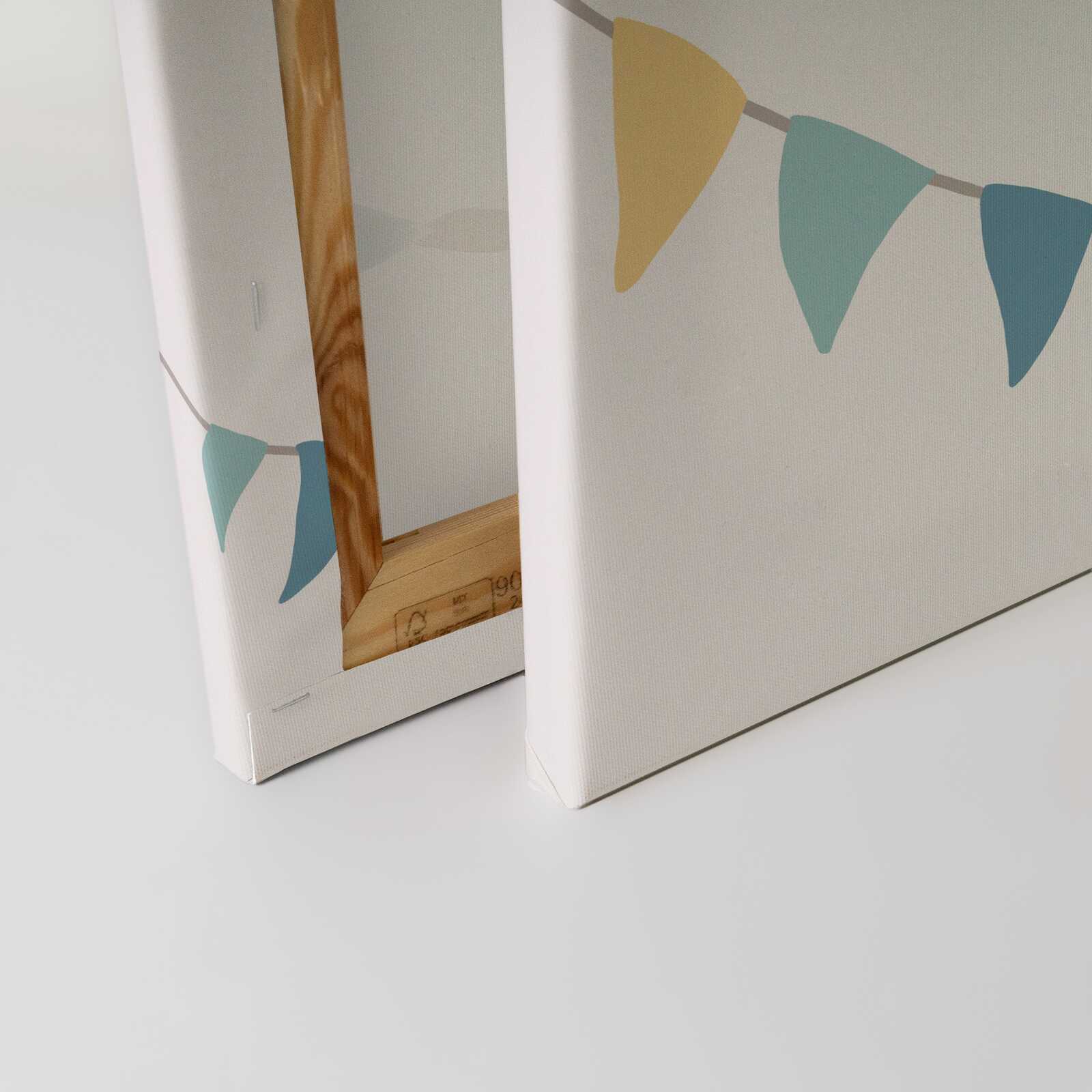             Leinwandbild Balancierender Panda - Lustiges Zirkus-Motiv für Kinderzimmerdekoration – 30 x 30 cm - Bunt, Blau
        