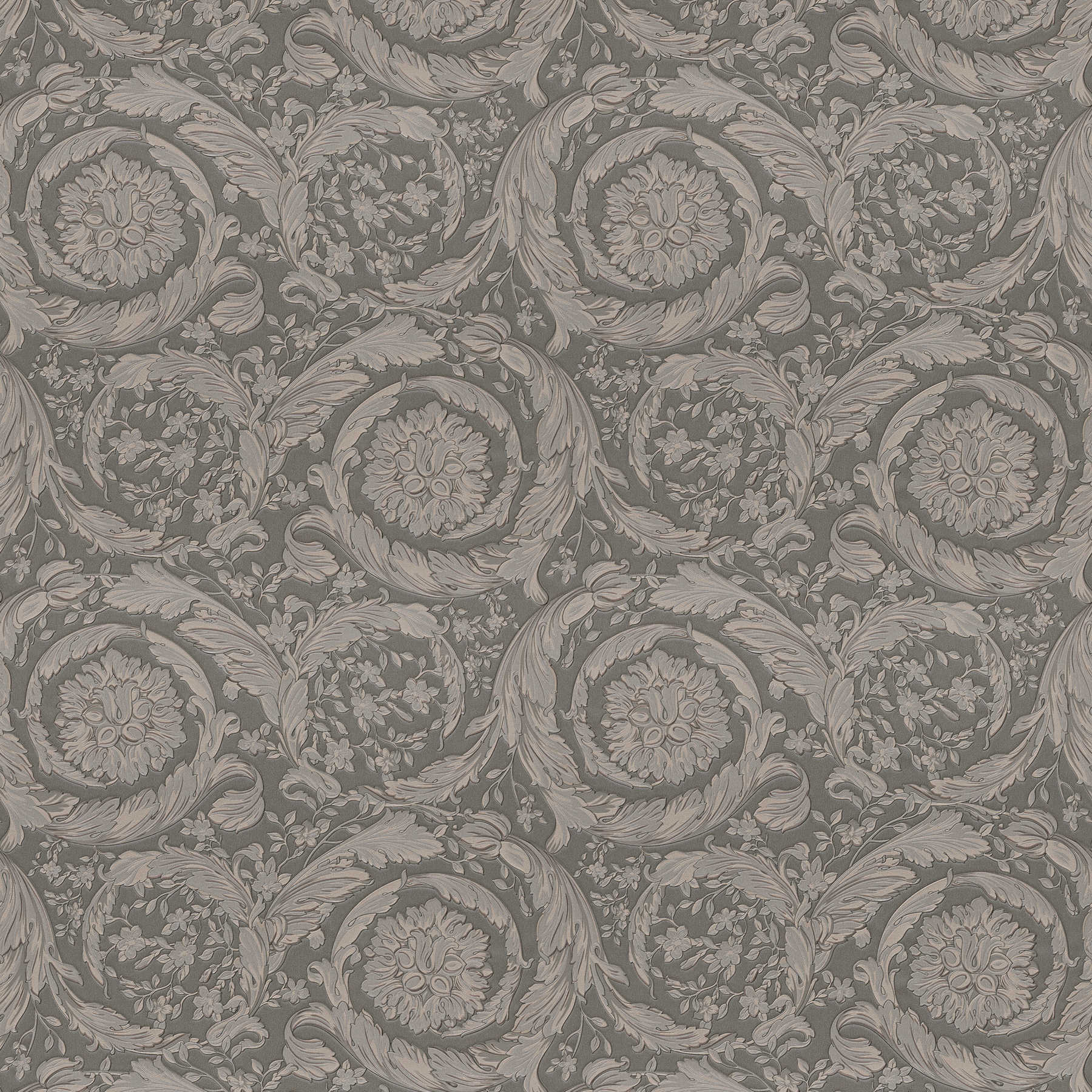             Vliestapete VERSACE Ornament Muster floral – Grau, Metallic
        