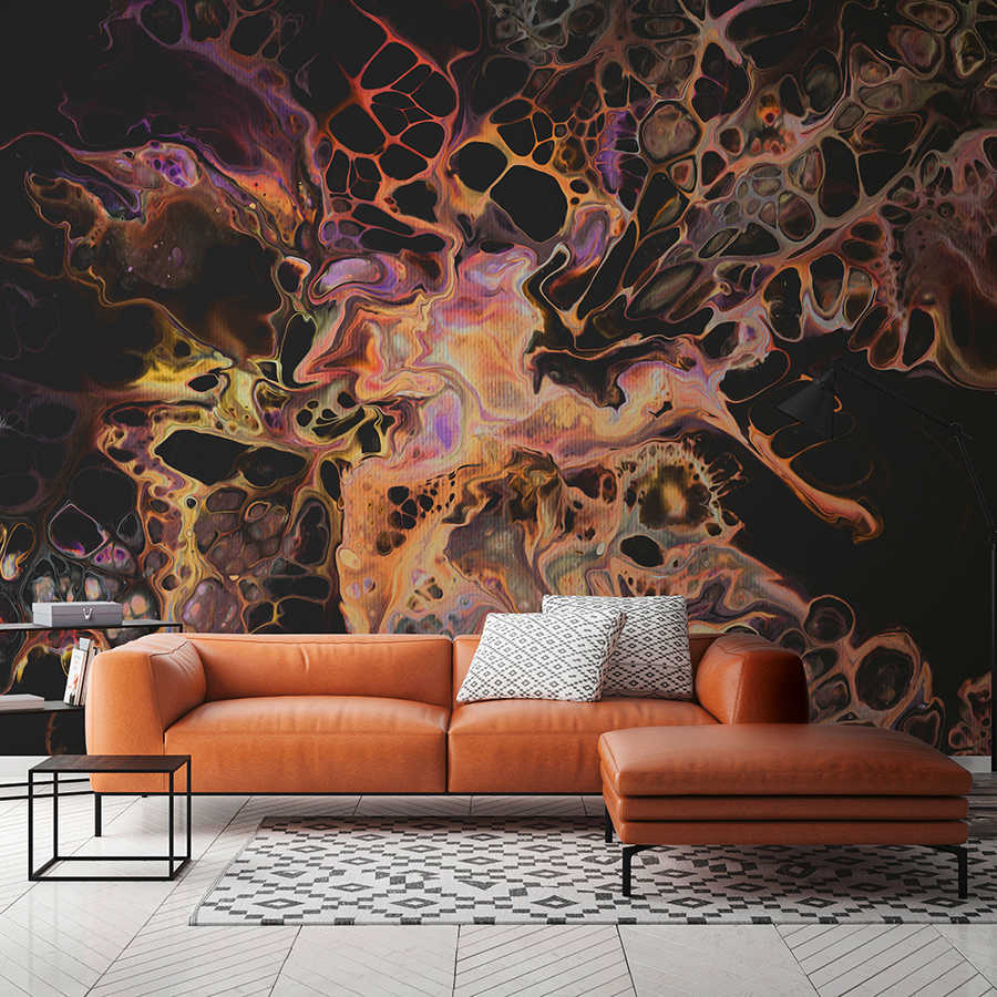 Sofa, Wohnzimmer, Kunstwand, Samtsofa, Mustertapete