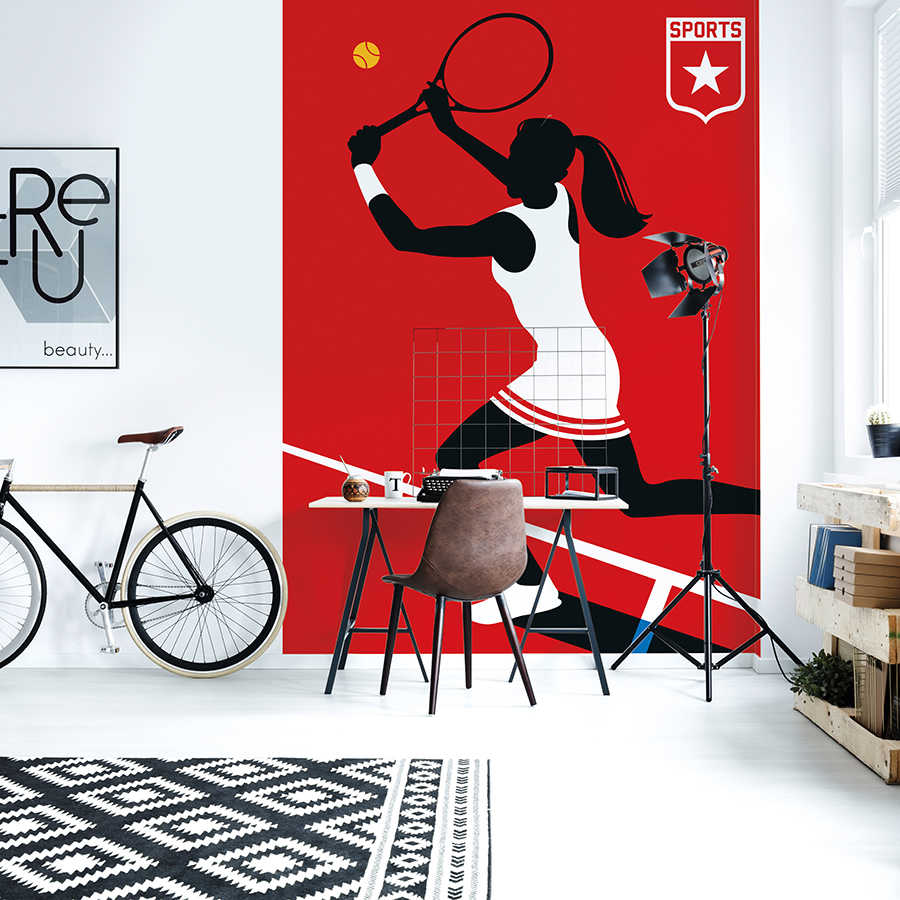 Tennis, Racket, Rote Wandkunst, Schreibtisch-Setup, Studio-Beleuchtung