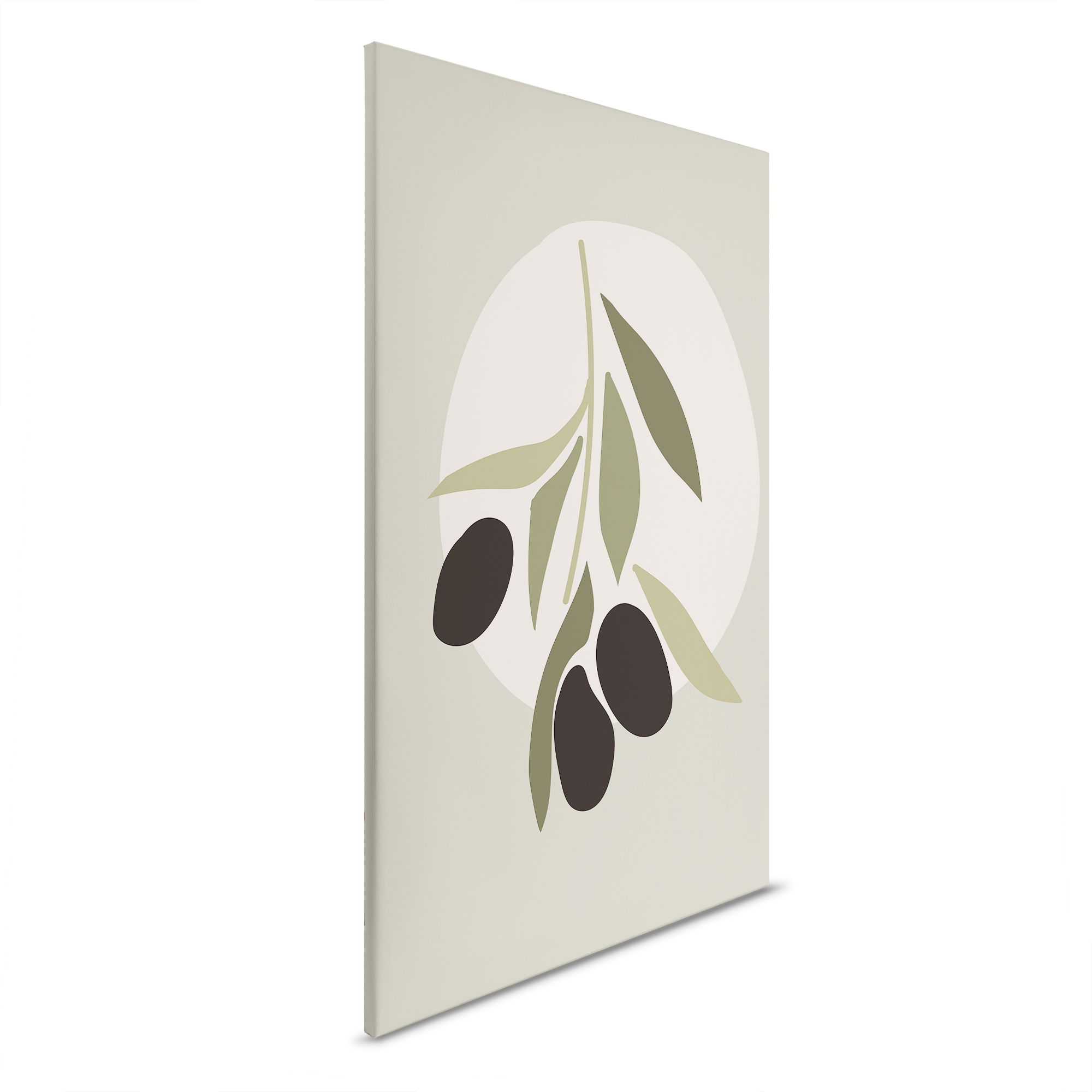         Leinwandbild - Olivenzweig im Mondlicht ideal für die Küche – 30 x 45 cm - Grün, Creme
    