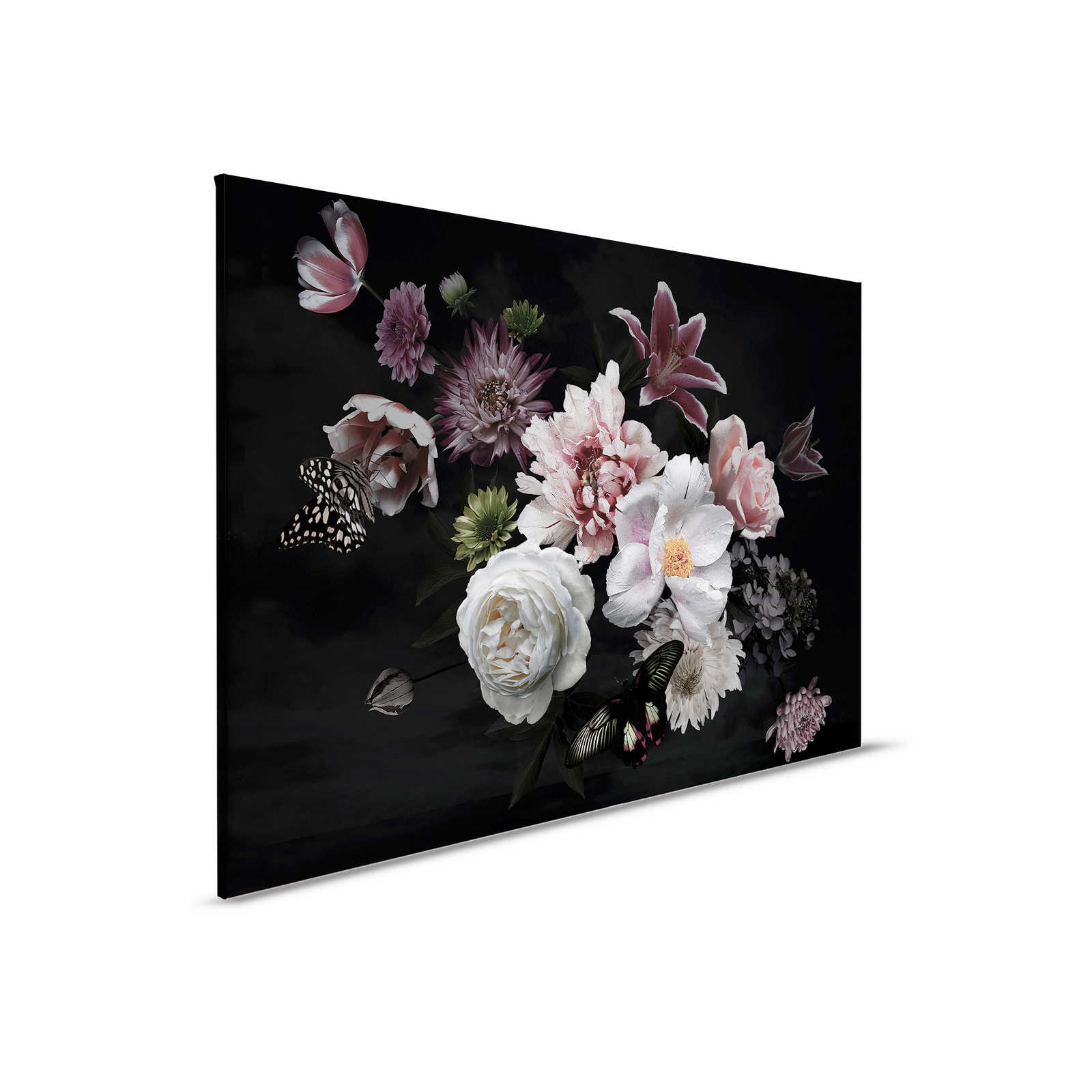         Leinwandbild verschiedene Blumen mit Schmetterling – 0,90 m x 0,60 m
    