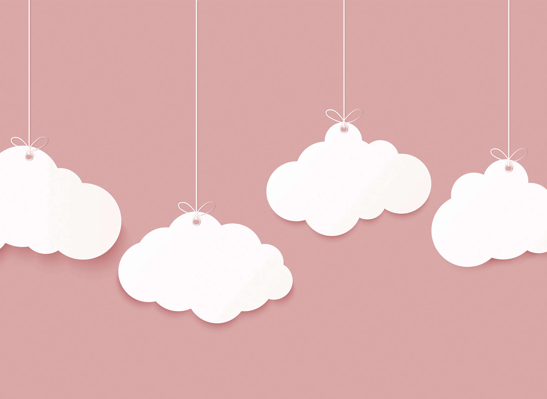             Kinderkamer Wolken Behang - Roze, Wit
        