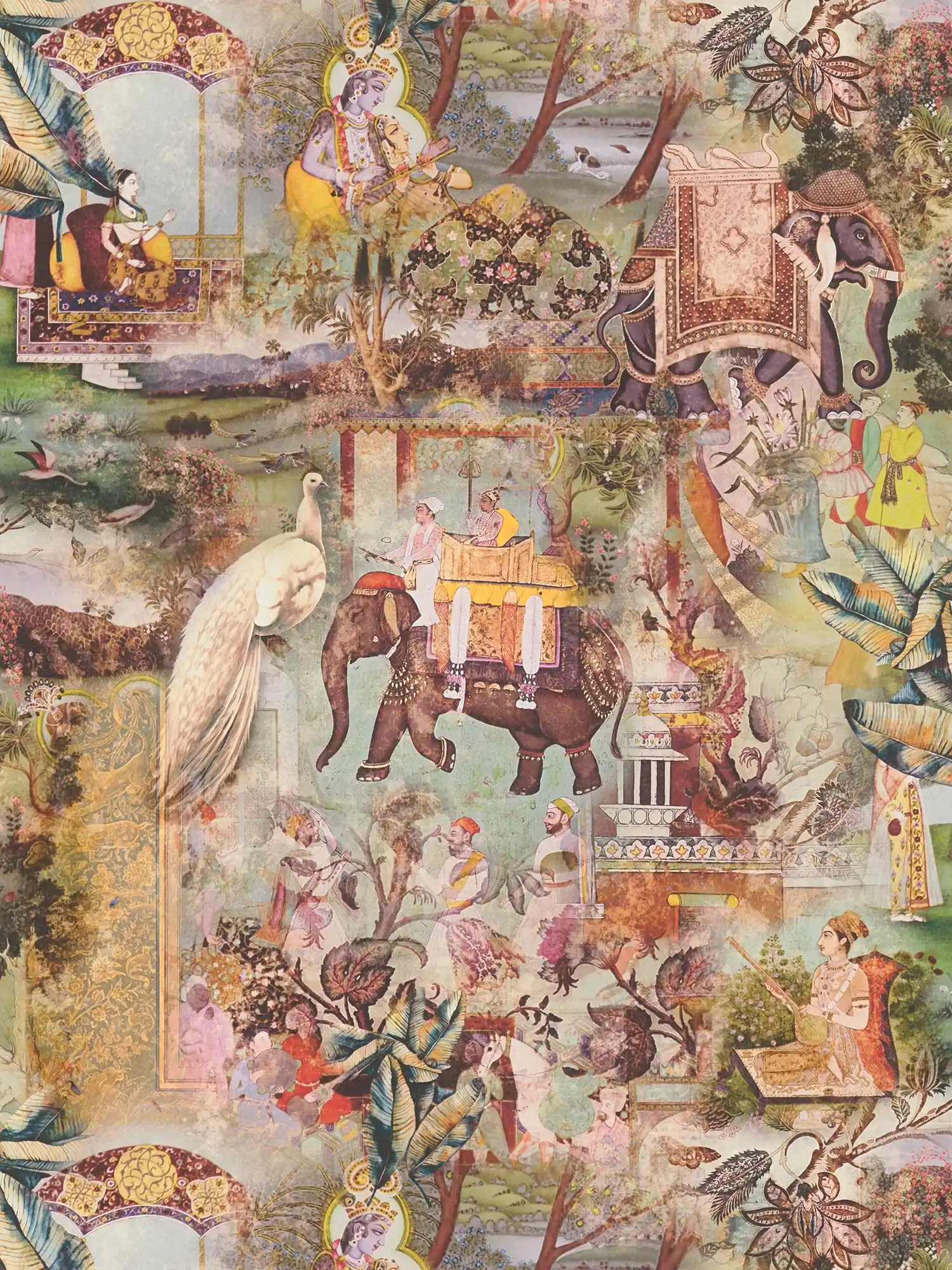             Ethno behang Indisch vintage design - veelkleurig, bruin
        