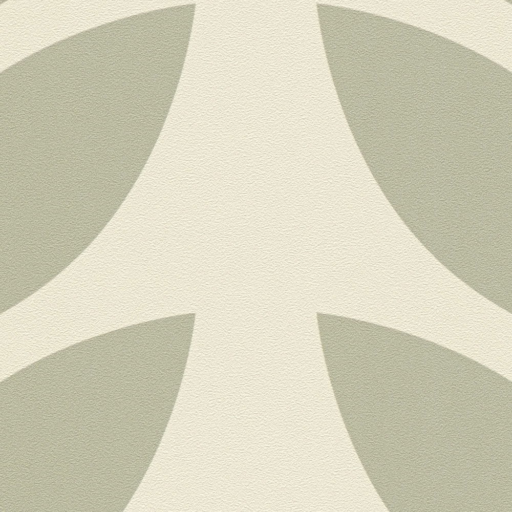             Blattmuster Vliestapete im Retro-Look – Beige, Grün, Rot
        