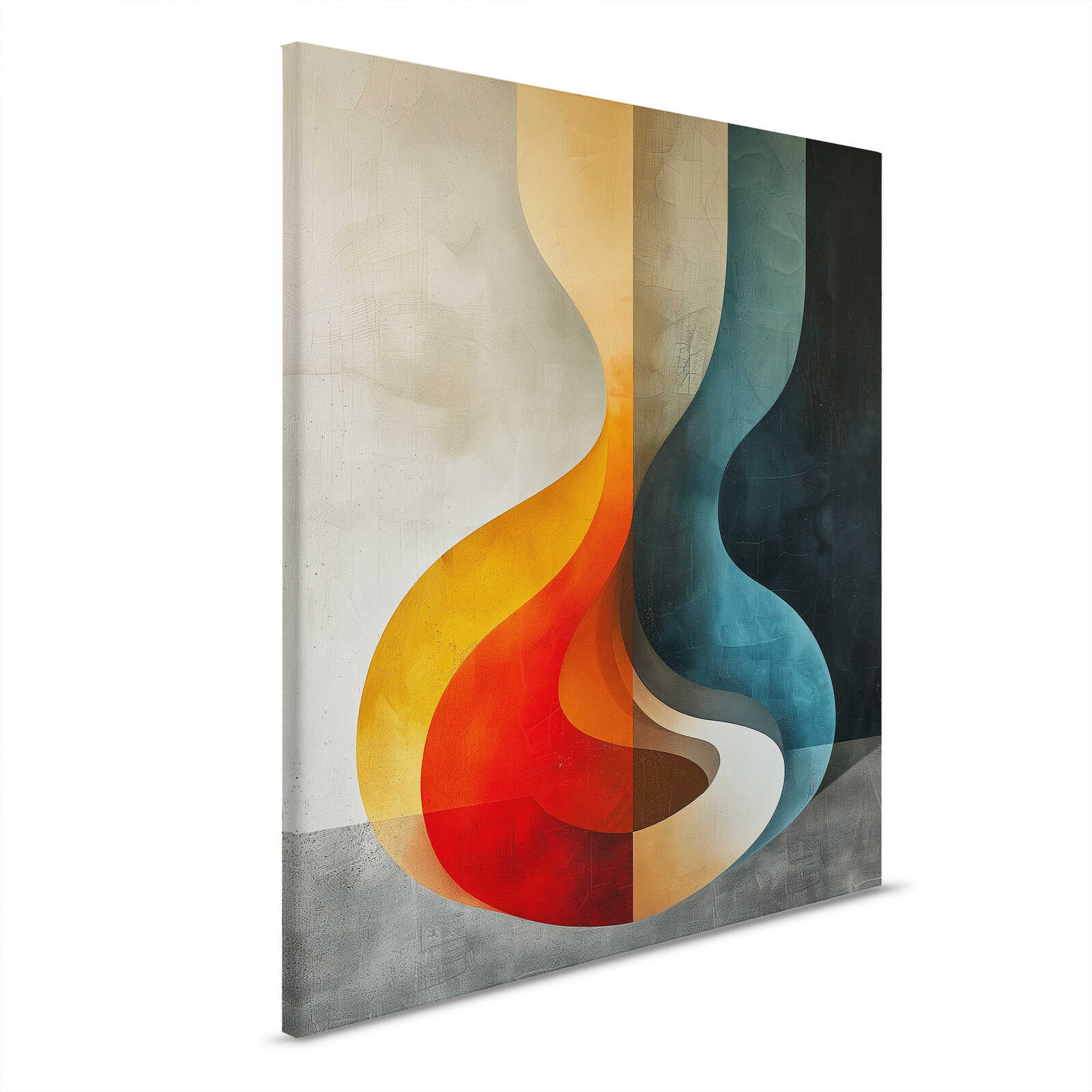         Canvas schilderij Abstracte kleurencompositie - Dynamiek in oranje en blauw - 40 x 50 cm - Gekleurd, grijs
    