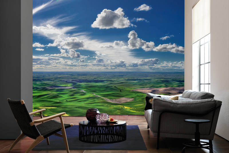 Wandbild, Wandtapete, Landschaft, Grünland, Sofa