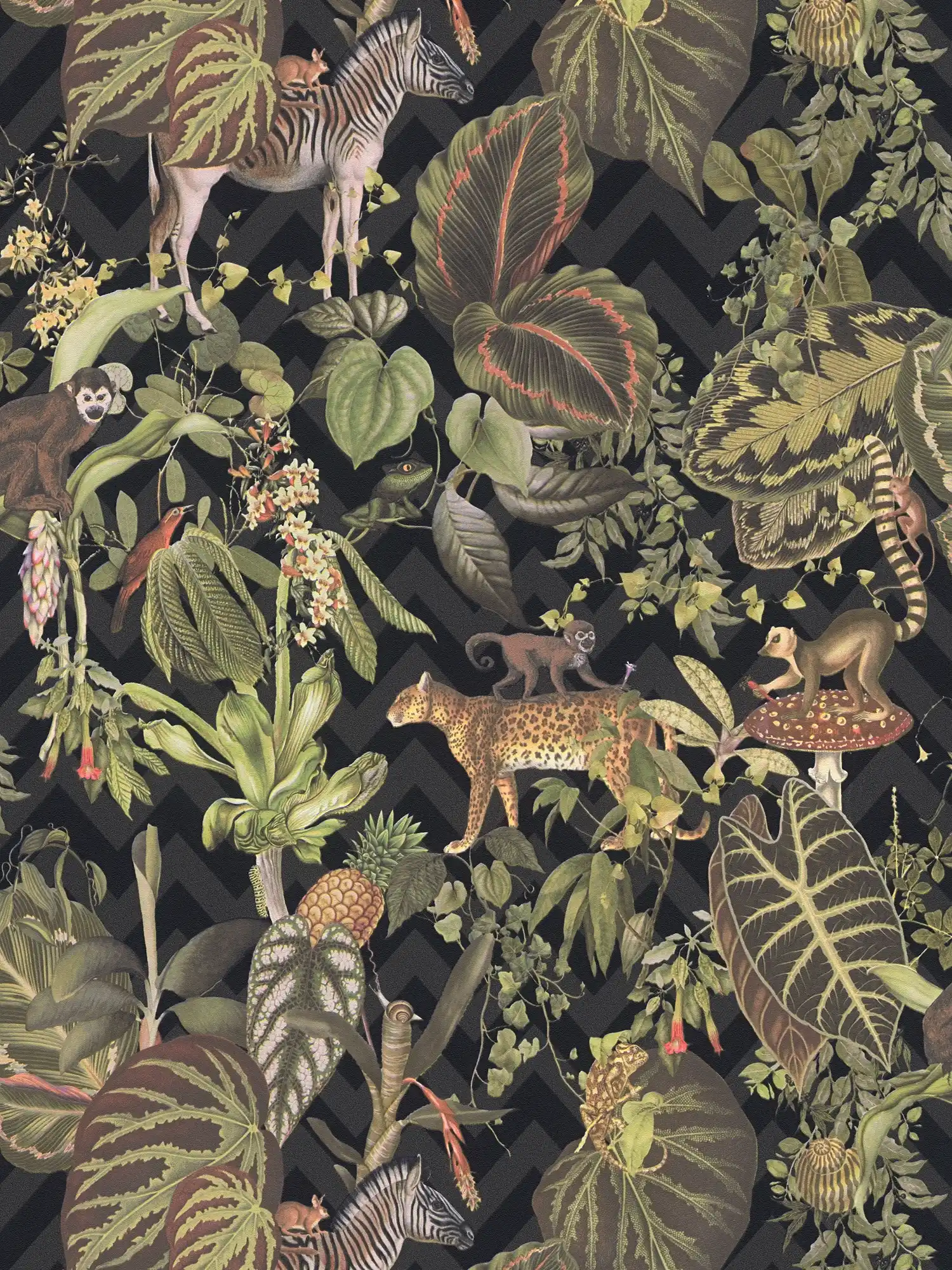         Designer wallpaper MICHALSKY jungle leaves & animals - colourful, black
    