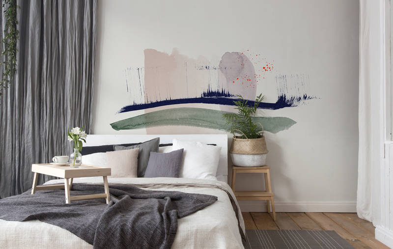 Bett, Sofa, Decke, Kissen, abstrakte Wandkunst