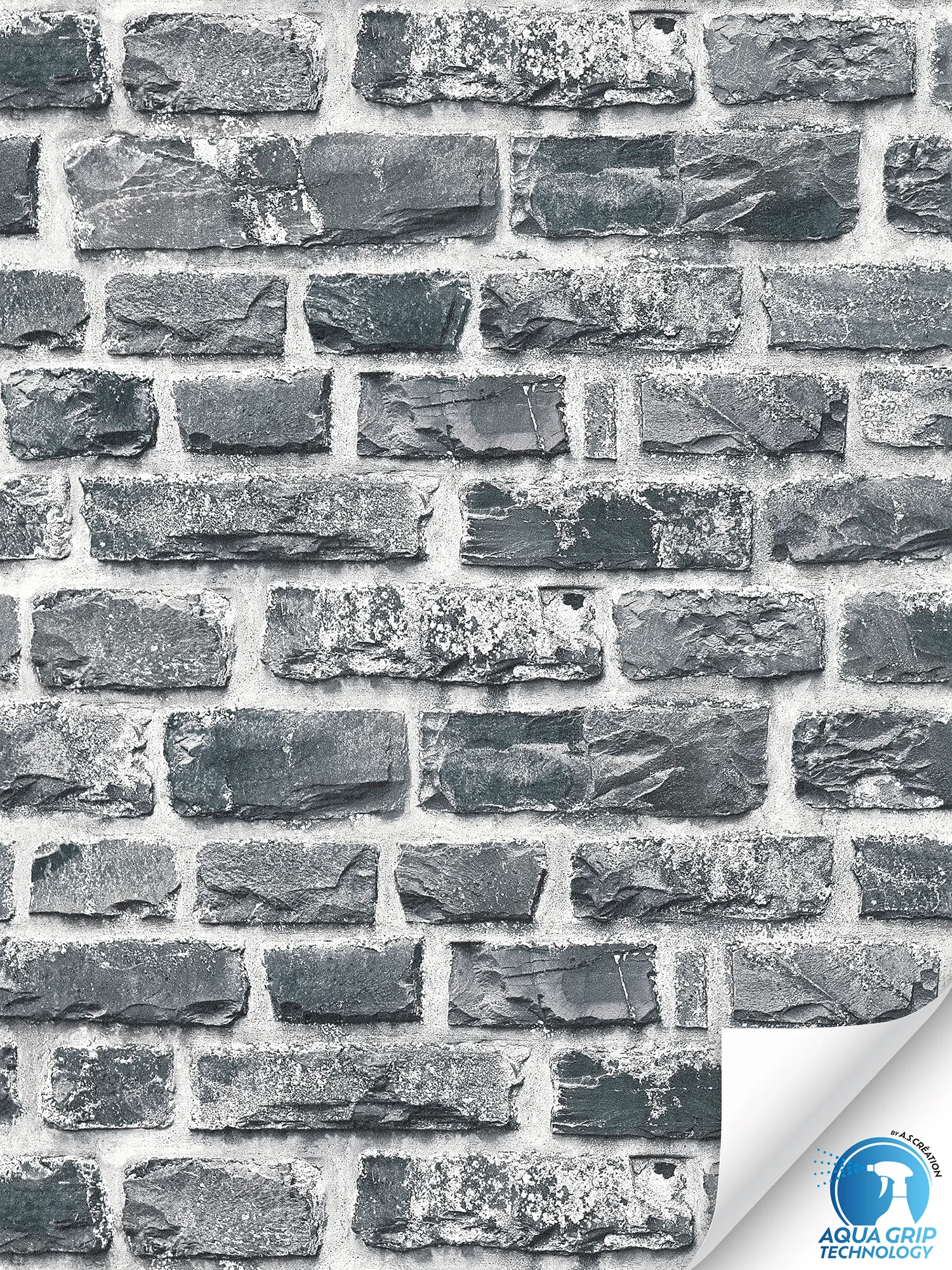         papier peint en papier intissé 3D foncé imitation pierre, légèrement brillant et structure rugueuse - Water. Fixe. Prêt à l'emploi. - Gris, noir, multicolore
    