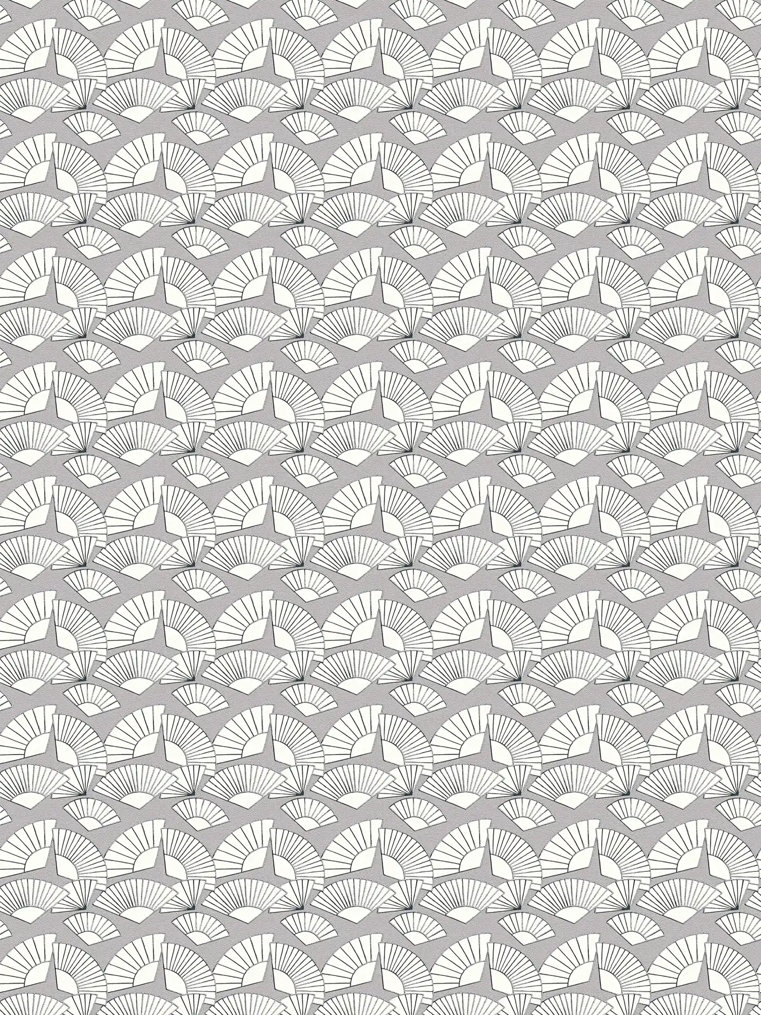 Wallpaper Karl LAGERFELD fan pattern - metallic, white