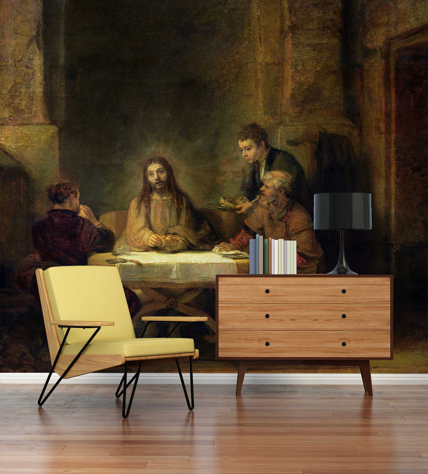 Wohnzimmer, Möbel, Sideboard, Lampe, Bildtapete