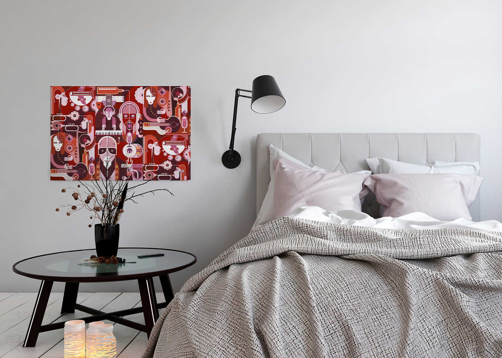             Wall of sound 2 - Abstraktes Leinwandbild mit Gesichtern in Beton Struktur – 0,90 m x 0,60 m
        