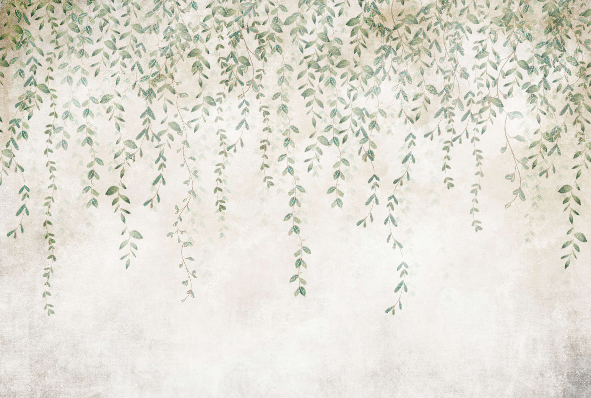             Fototapete »kerala« - Blättergirlande vor Betonputzstruktur – Glattes, leicht glänzendes Premiumvlies
        