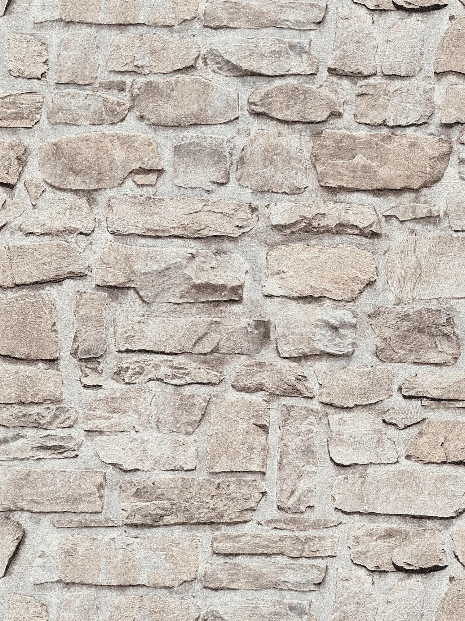         Steintapete mit Naturstein Mauerwerk – Grau, Beige
    