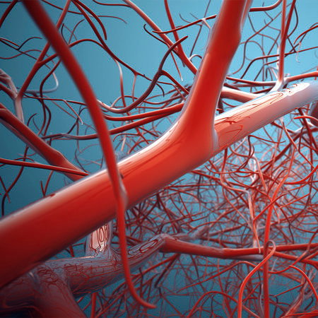 Arterien, Blutgefäße, Gefäßnetz, rote Gefäße, rohre Strukturen