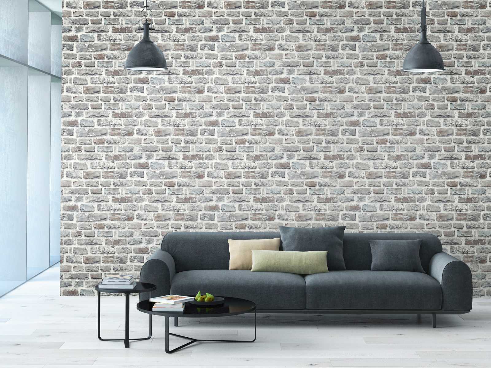             Steenachtig behang met breukstenen, natuursteen - grijs
        