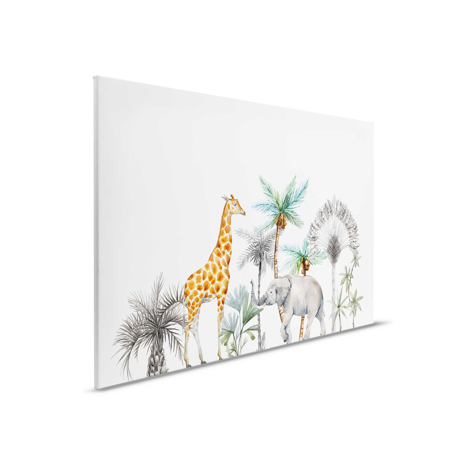         Tableau toile pour chambre d'enfant avec animaux et arbres - 0,90 m x 0,60 m
    