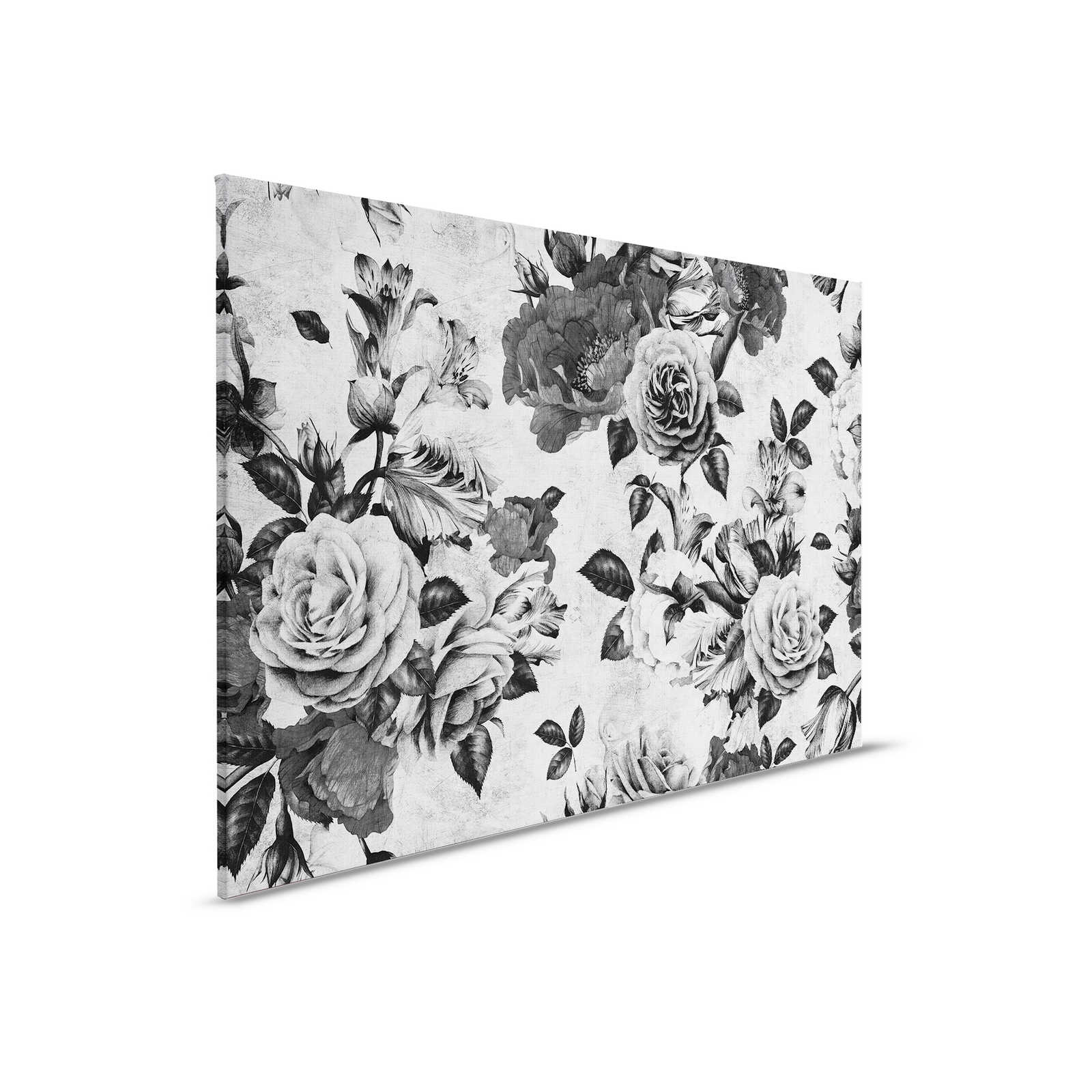         Spanish rose 1 - Toile de roses avec fleurs en noir et blanc - 0,90 m x 0,60 m
    