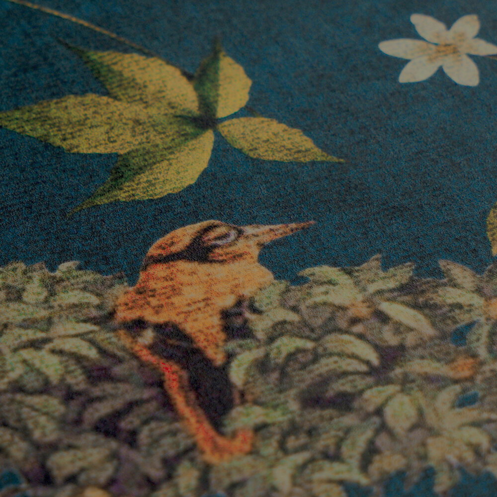 Vogel, blauer Hintergrund, Blume, Druck, Textur