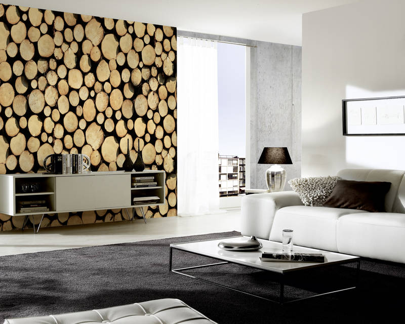 Holzstapel-Wand, Holzdeck-Verkleidung, Holzscheite Muster, Wohnzimmer-Deko, moderner Minimalismus