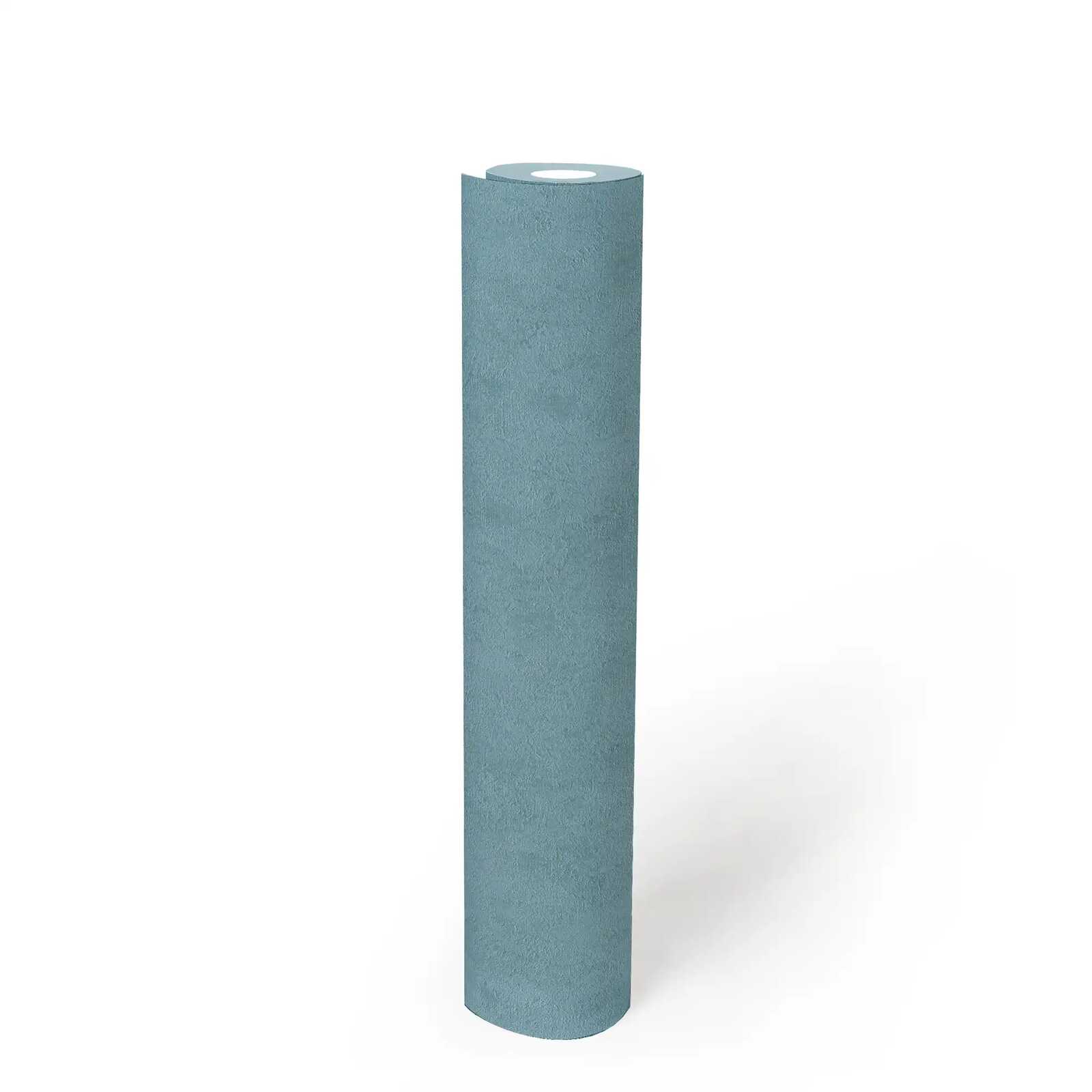 Sanfte Vliestapete mit feiner texturierter Oberfläche und Putzoptik – Blau, Metallic