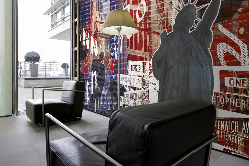 Wandbild, Sofa, Lampe, Moderne Einrichtung, Wandgrafik