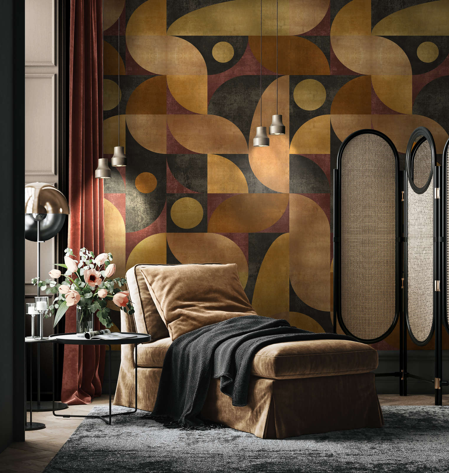 Wohnzimmer, Tapeten, Geometrische Muster, Sessel, Dekoration