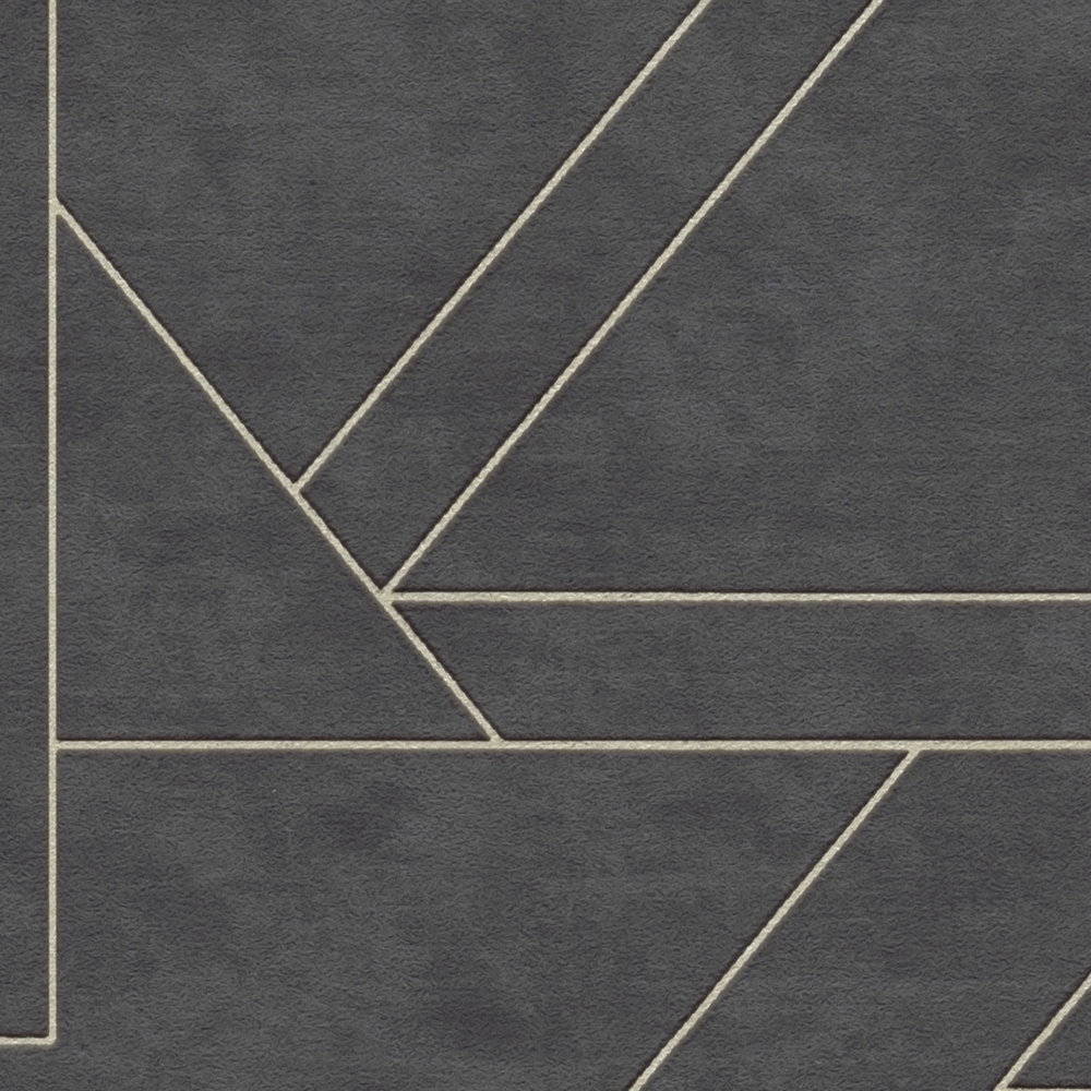            Vliestapete mit dezentem Linienmuster – Schwarz, Gold
        