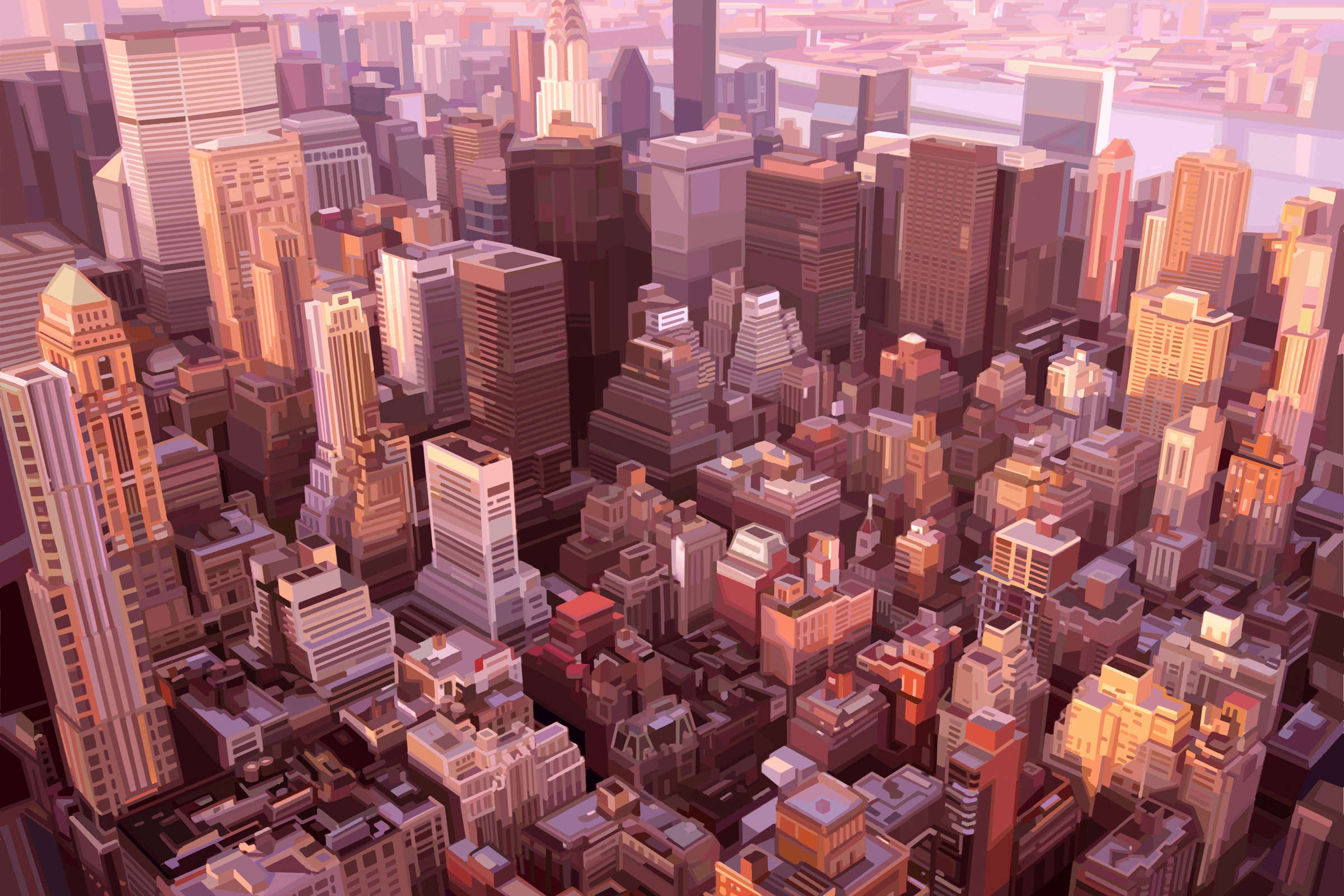 Fototapete New York von oben im gezeichneten Stil – Premium Glattvlies