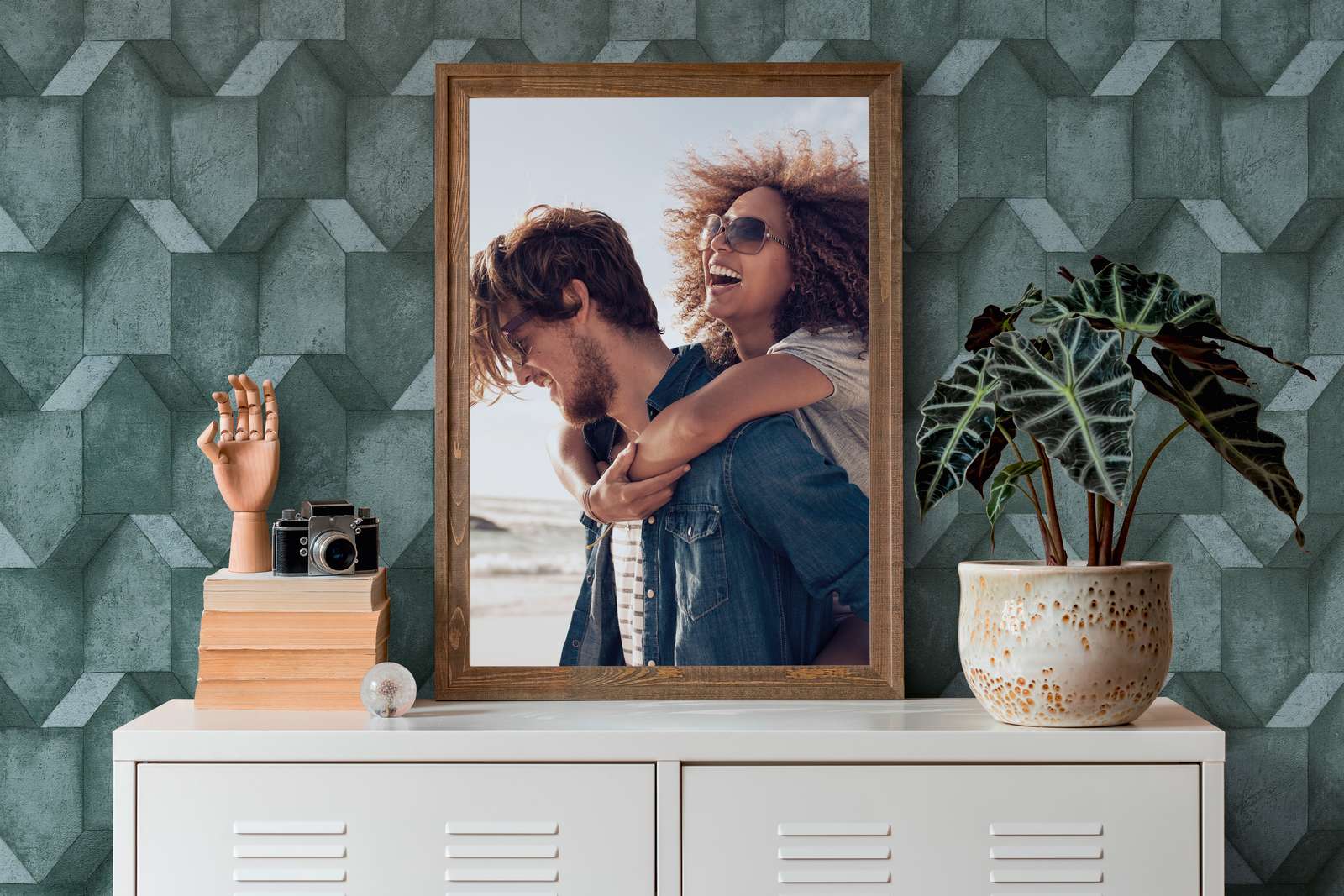             3D Betonoptik Tapete mit Strukturdetails – Blau
        