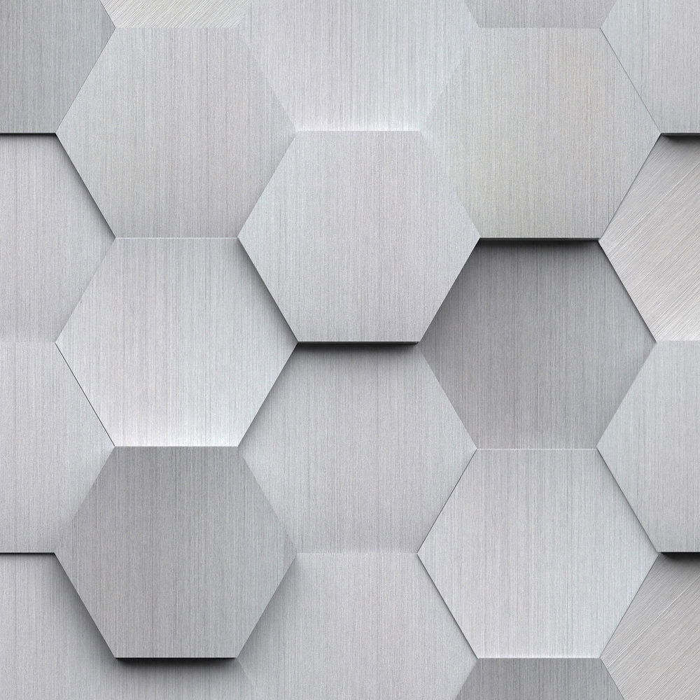             Hexagon Vliestapete – 3D Foto Tapete für moderne Wandgestaltung – Grau, Weiß
        