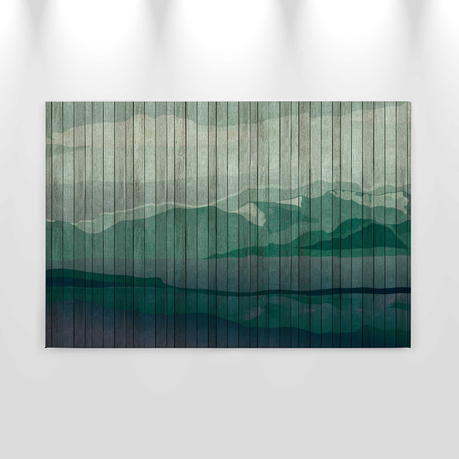             Mountains 3 - modernes Leinwandbild Berglandschaft & Bretteroptik – 0,90 m x 0,60 m
        