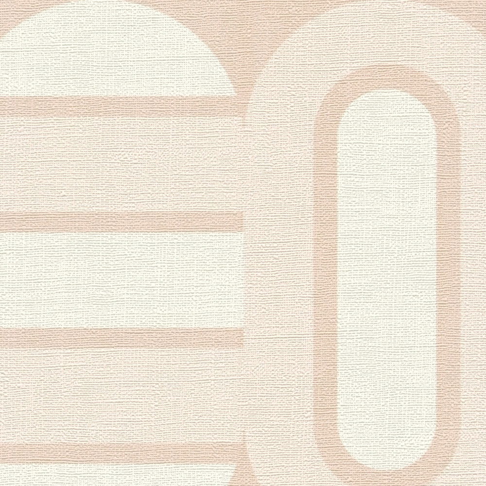             Sanfte Rosa Töne in Retro Muster mit Ovalen und Balken – Beige, Creme, Rosa
        