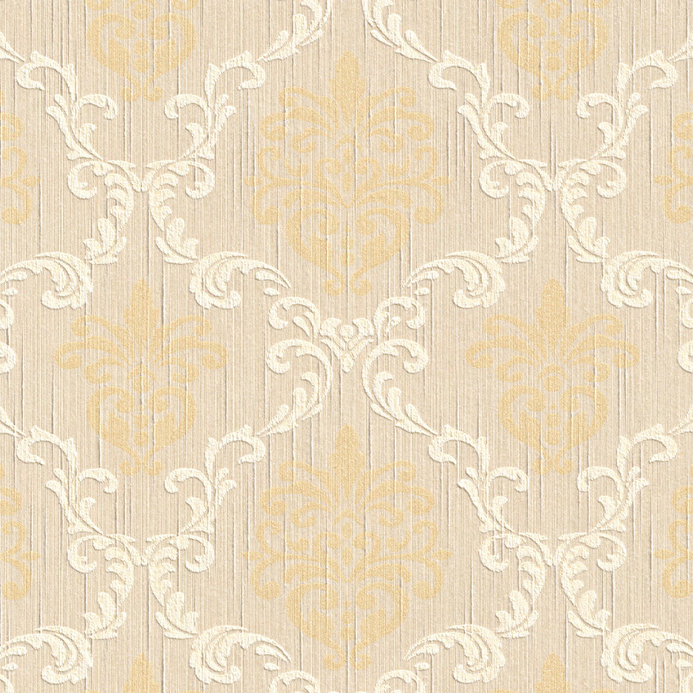             Tapete mit Ornament Design im Kolonial Stil – Beige
        