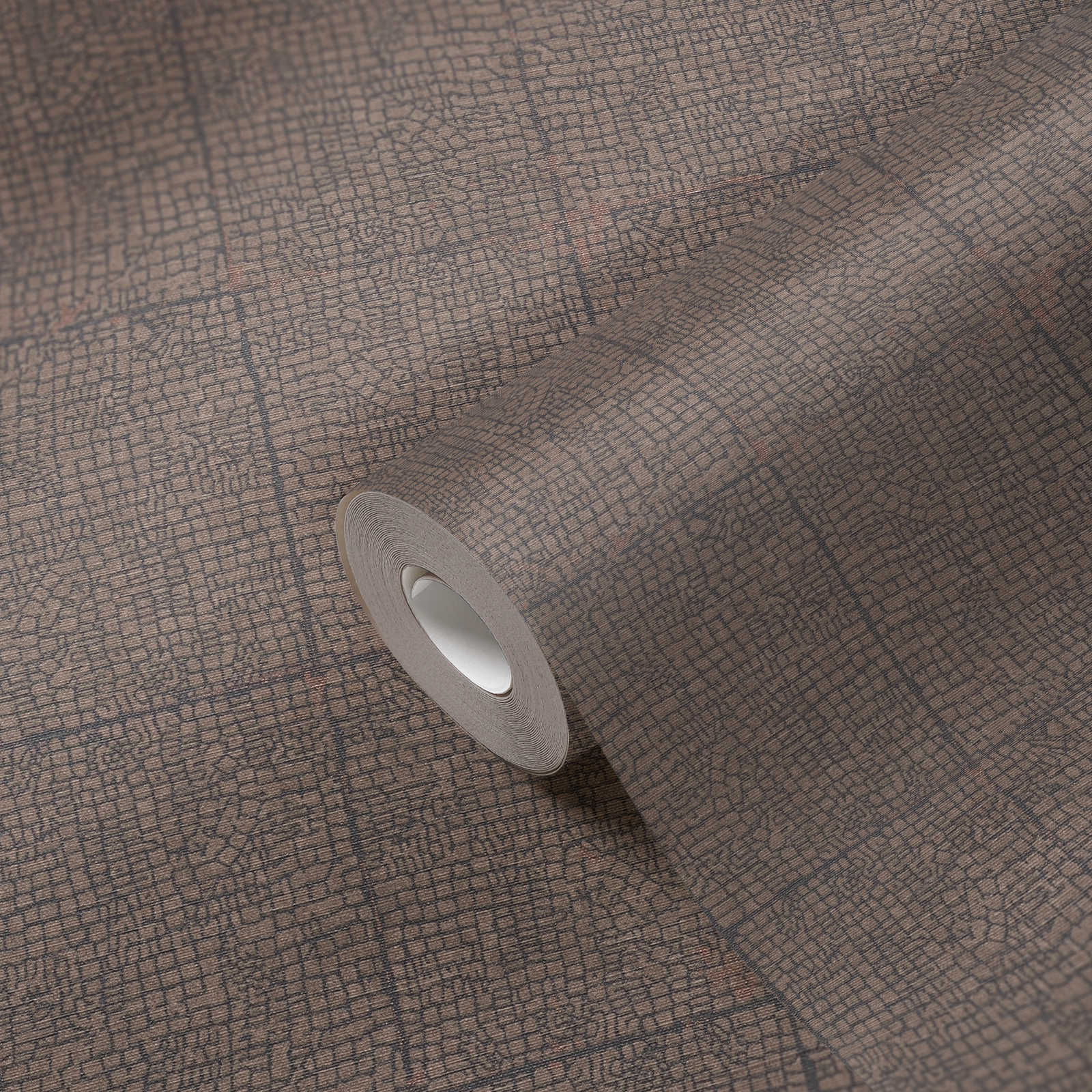             Fliesenoptik Tapete Used Look & Krakelee-Effekt – Braun
        