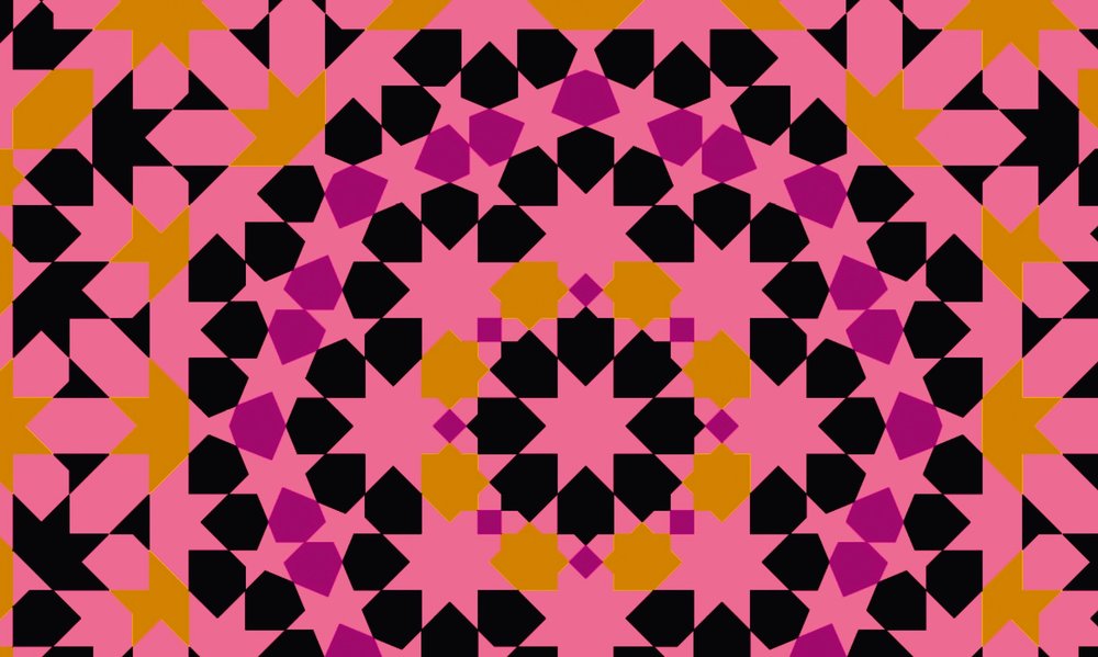Fototapete Pink mit Mosaikmuster im Grafik Stil