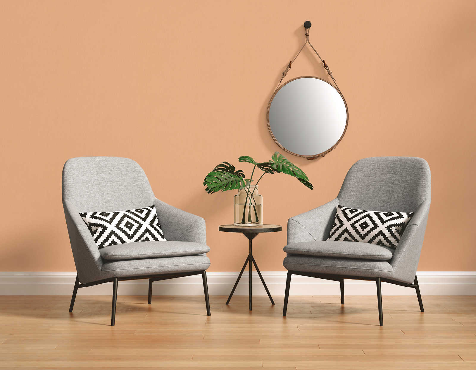             Tapete Pastell Orange mit Leinenoptik & Struktureffekt – Orange
        