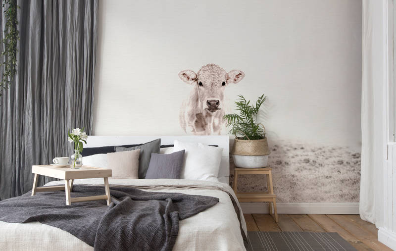 bedroom, wandtapete, Kuh-Motiv, Topfpflanze, neutrale_deko