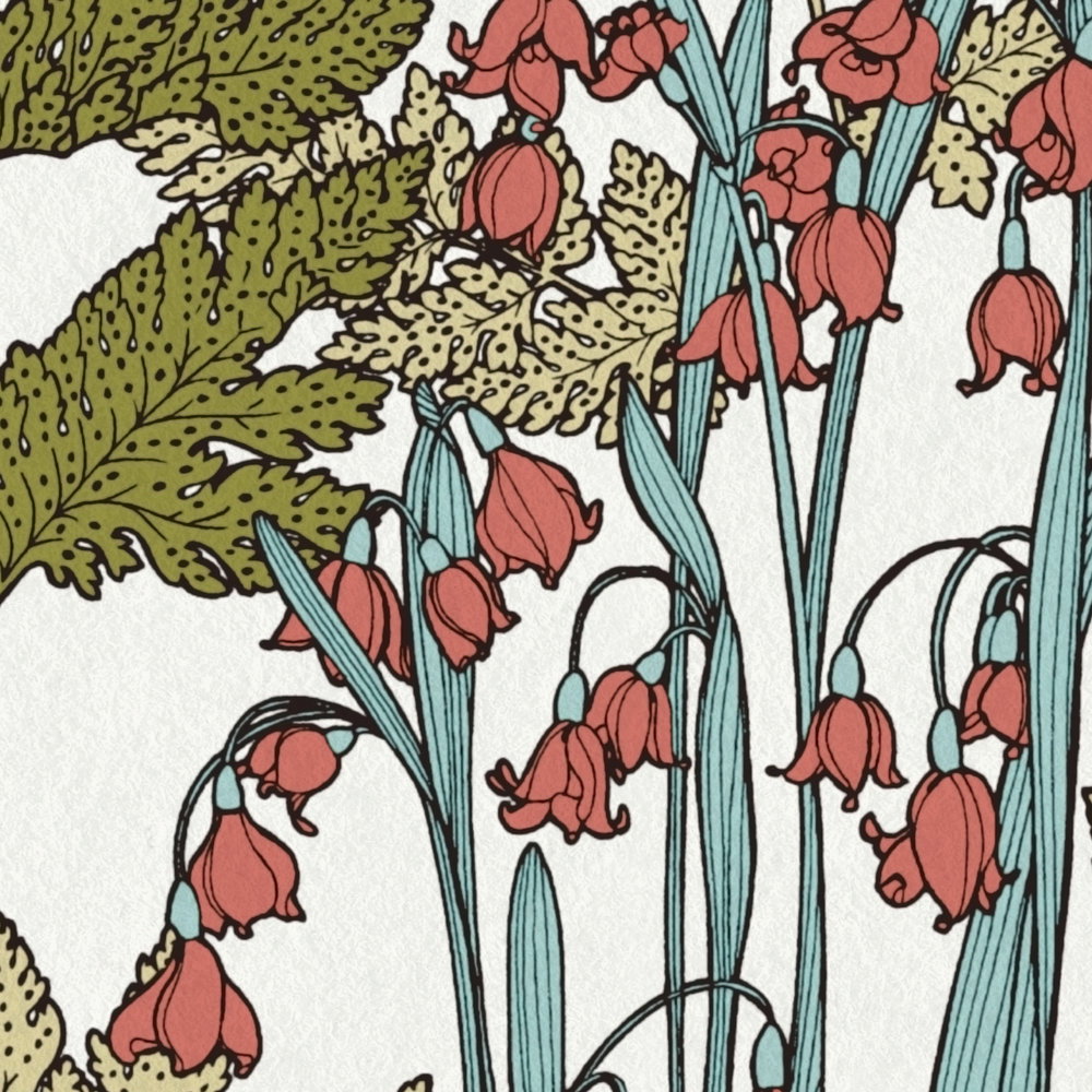             Tapete Blätter & Blumen Design im modern Botanical Stil – Bunt, Grün, Blau
        