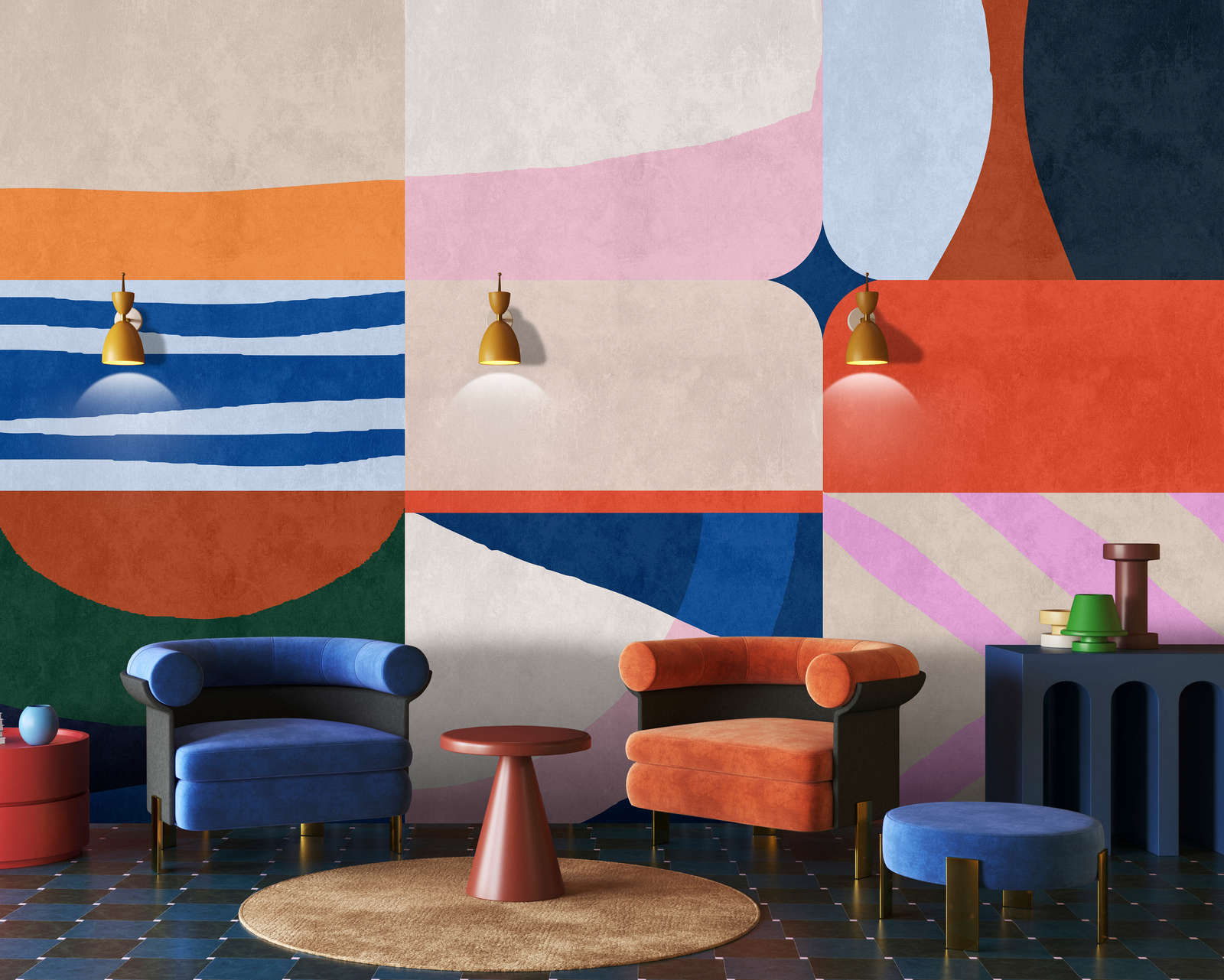             Fototapete »mañana« - Buntes Patchwork-Design mit Betonputzstruktur – Glattes, leicht glänzendes Premiumvlies
        