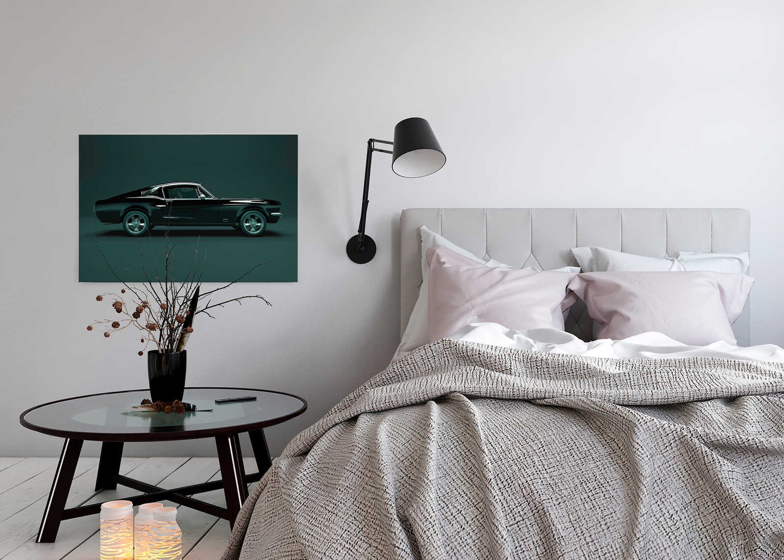 Mustang 1 - Leinwandbild, Seitenansicht Mustang, Vintage – 0,90 m x 0,60 m
